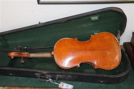 A cased double back violin, John Lamb 1917